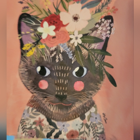 🛒🛍️💥NWT adorable lot of 4 absorbant stone floral kitty coasters - Picture 5 of 5